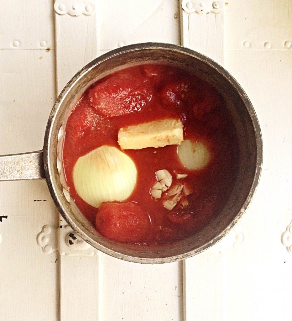 tomato basil sauce in saucepan