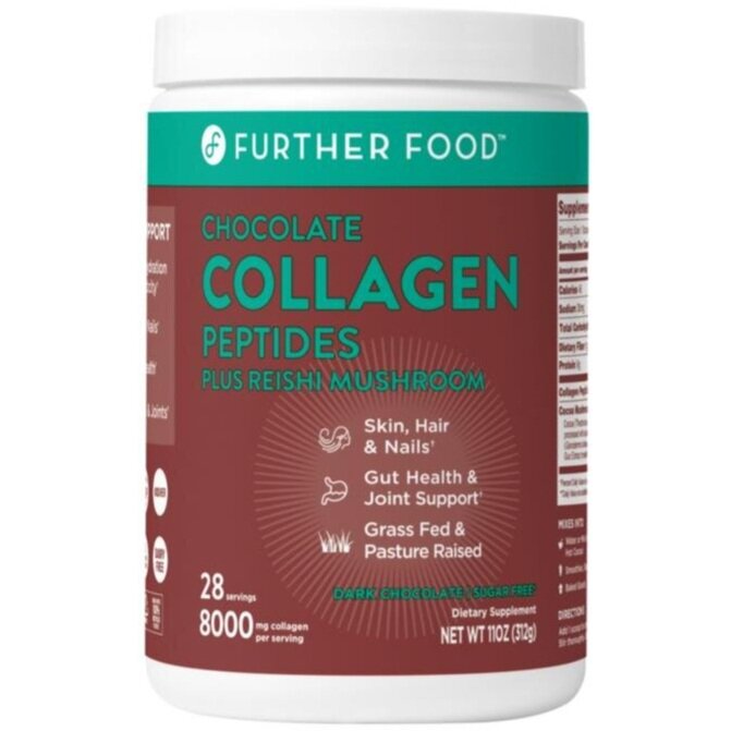 further food chocolate collagen peptides plus reishi mushroom
