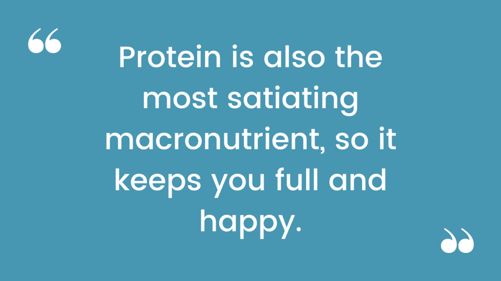 Protein is also the most satiating macronutrient, so it keeps you full and happy.