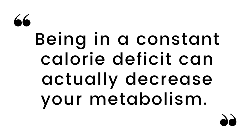 Being in a constant calorie deficit can actually decrease your metabolism.