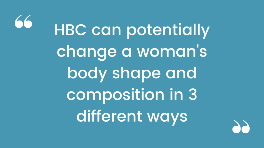 HBC can potentially change a woman's body shape and composition in 3 different ways